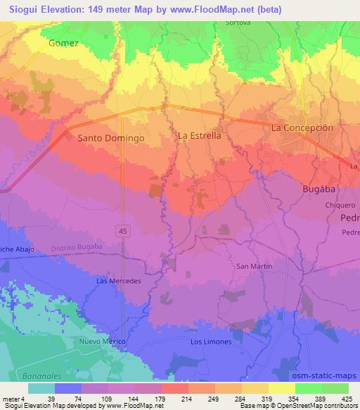 Siogui,Panama Elevation Map
