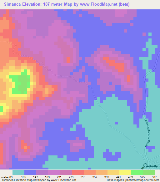 Simanca,Panama Elevation Map