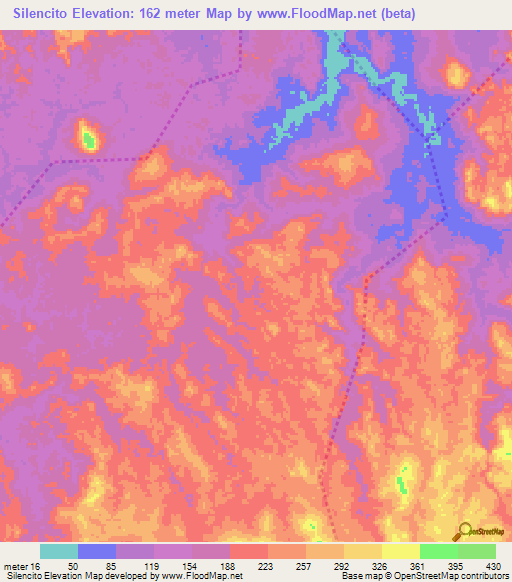 Silencito,Panama Elevation Map