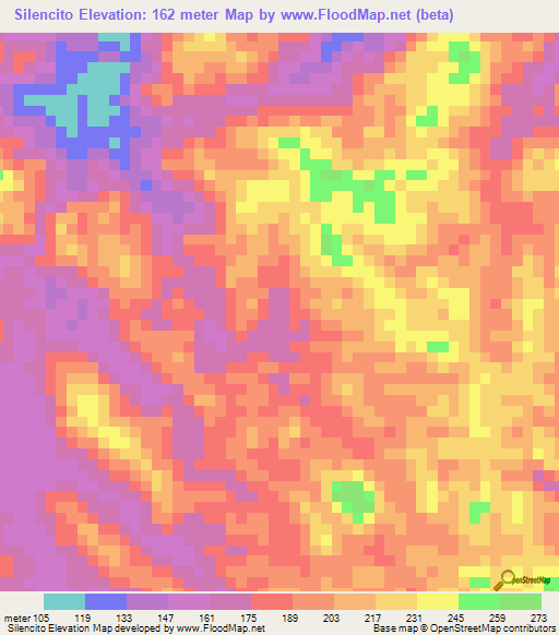 Silencito,Panama Elevation Map