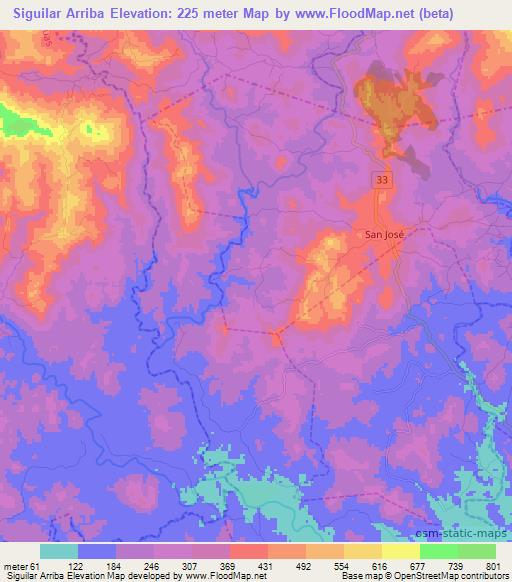 Siguilar Arriba,Panama Elevation Map