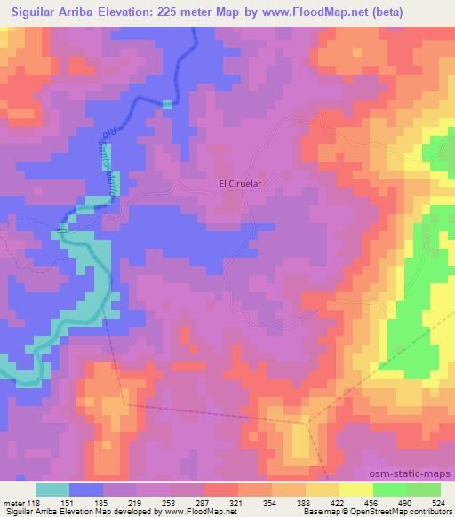 Siguilar Arriba,Panama Elevation Map