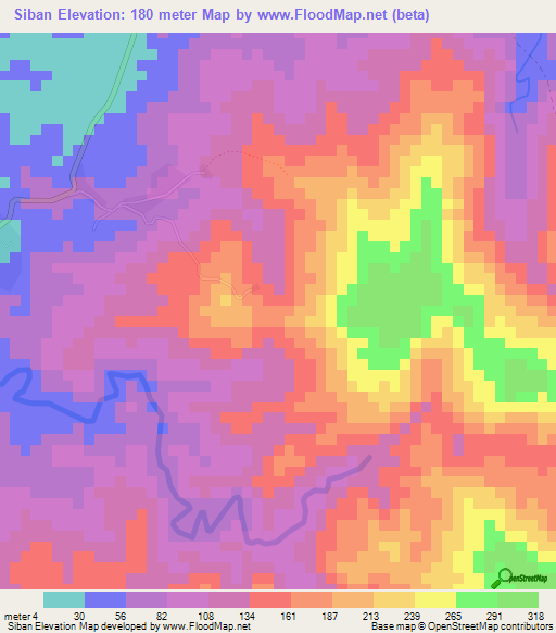 Siban,Panama Elevation Map