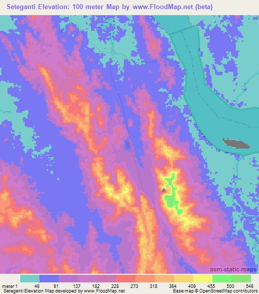 Seteganti,Panama Elevation Map