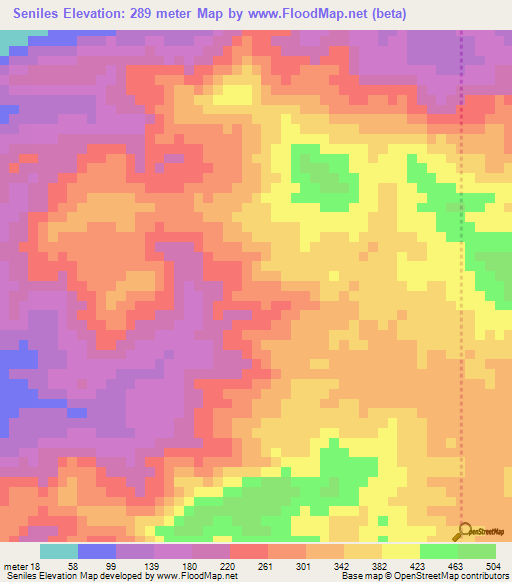 Seniles,Panama Elevation Map