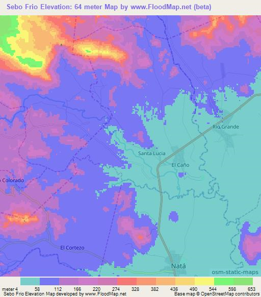 Sebo Frio,Panama Elevation Map