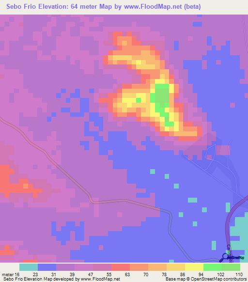 Sebo Frio,Panama Elevation Map