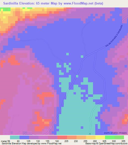 Sardinilla,Panama Elevation Map