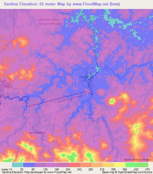 Sardina,Panama Elevation Map