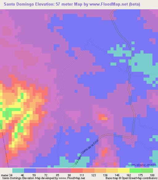 Santo Domingo,Panama Elevation Map