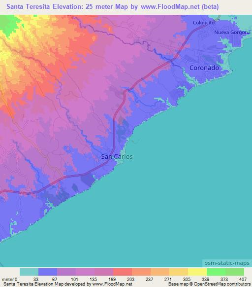 Santa Teresita,Panama Elevation Map