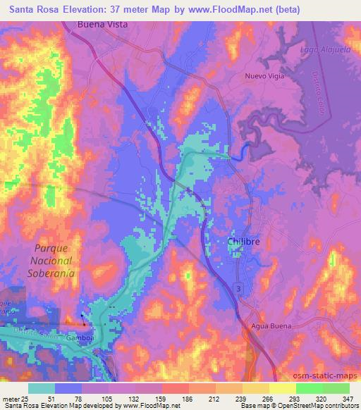 Santa Rosa,Panama Elevation Map