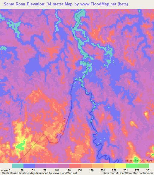 Santa Rosa,Panama Elevation Map