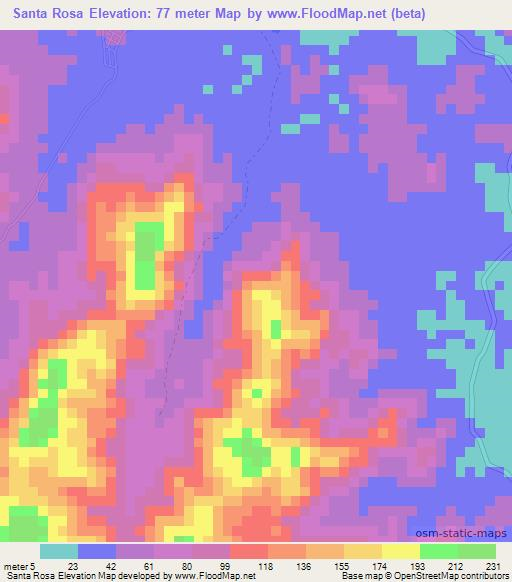 Santa Rosa,Panama Elevation Map