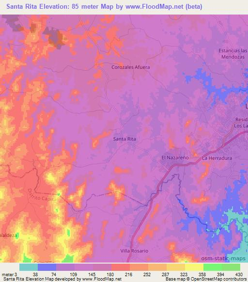Santa Rita,Panama Elevation Map