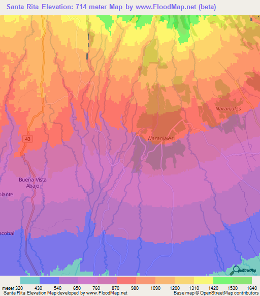 Santa Rita,Panama Elevation Map