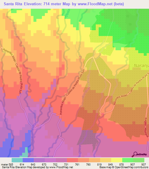 Santa Rita,Panama Elevation Map