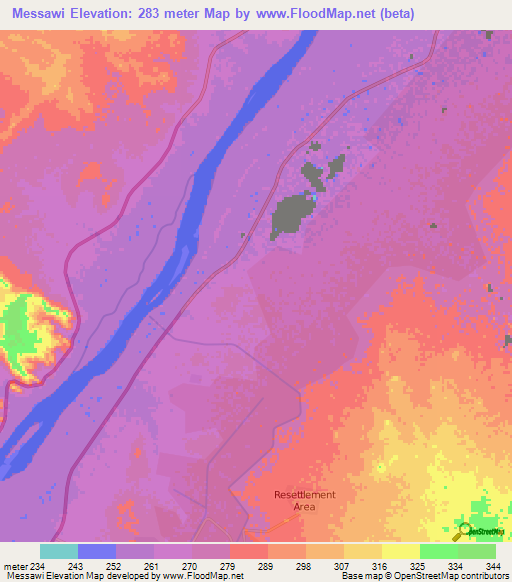 Messawi,Sudan Elevation Map