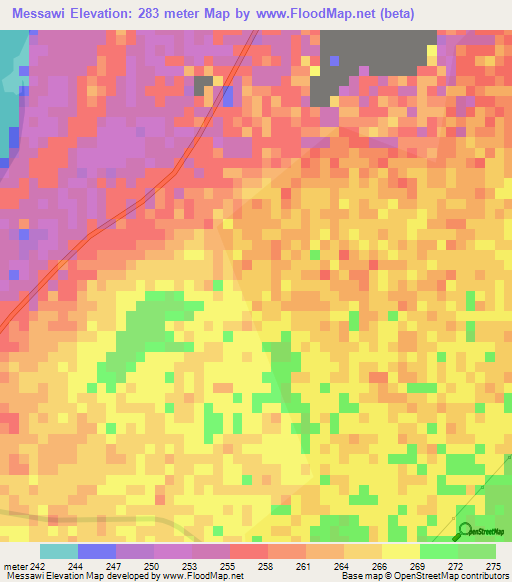 Messawi,Sudan Elevation Map