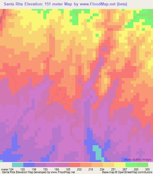 Santa Rita,Panama Elevation Map