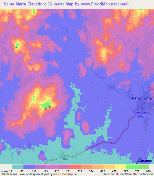 Santa Maria,Panama Elevation Map