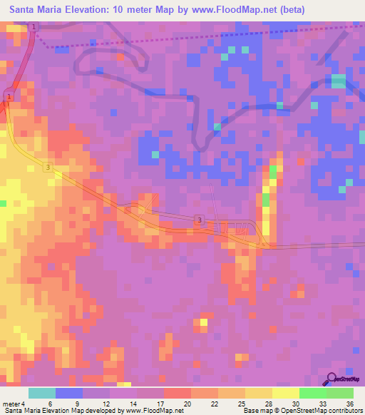 Santa Maria,Panama Elevation Map