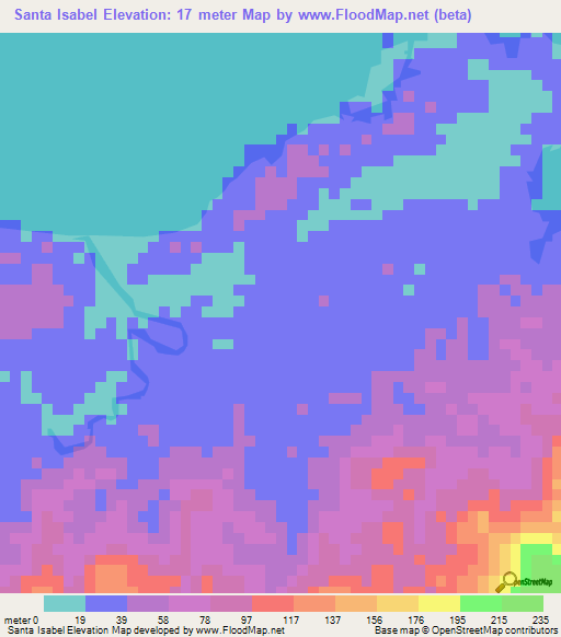 Santa Isabel,Panama Elevation Map