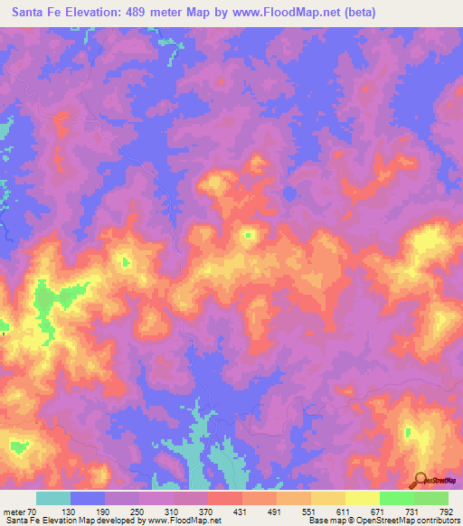 Santa Fe,Panama Elevation Map