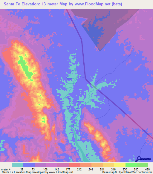 Santa Fe,Panama Elevation Map