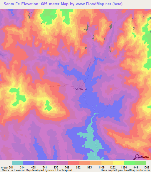 Santa Fe,Panama Elevation Map
