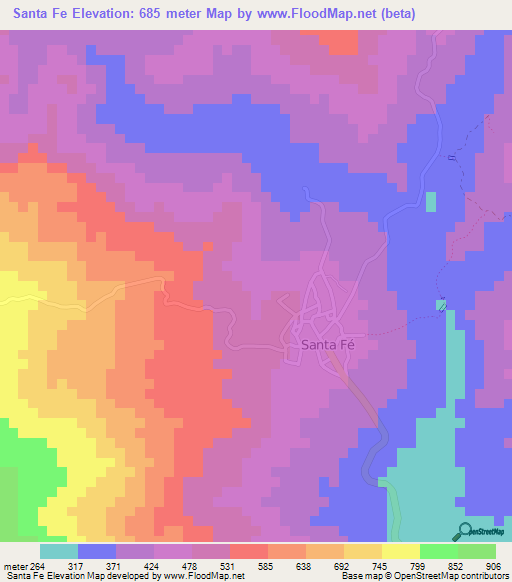 Santa Fe,Panama Elevation Map