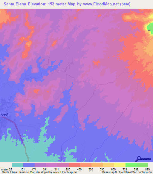 Santa Elena,Panama Elevation Map