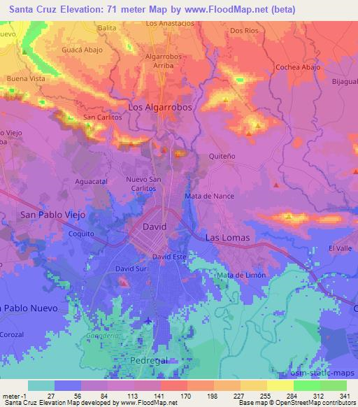 Santa Cruz,Panama Elevation Map