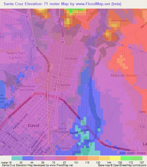 Santa Cruz,Panama Elevation Map