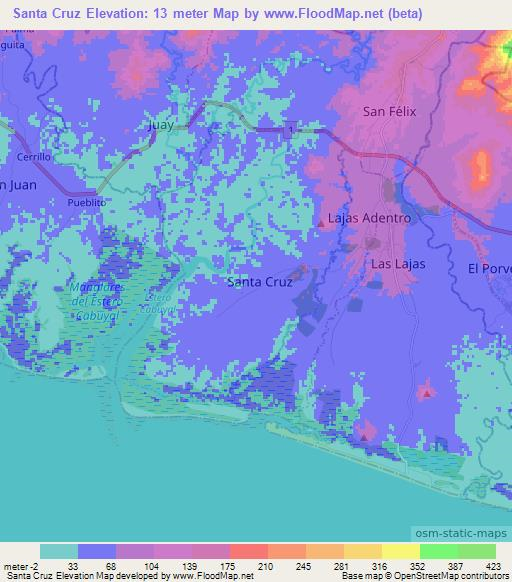Santa Cruz,Panama Elevation Map