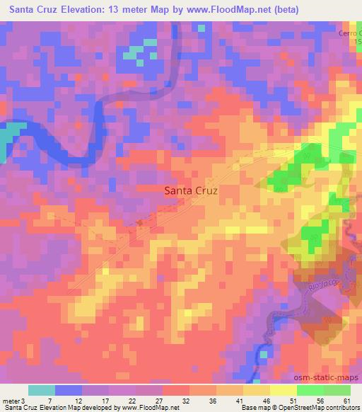 Santa Cruz,Panama Elevation Map