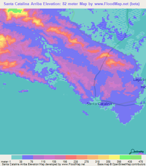 Santa Catalina Arriba,Panama Elevation Map