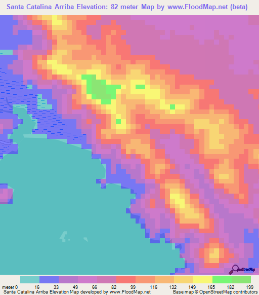 Santa Catalina Arriba,Panama Elevation Map