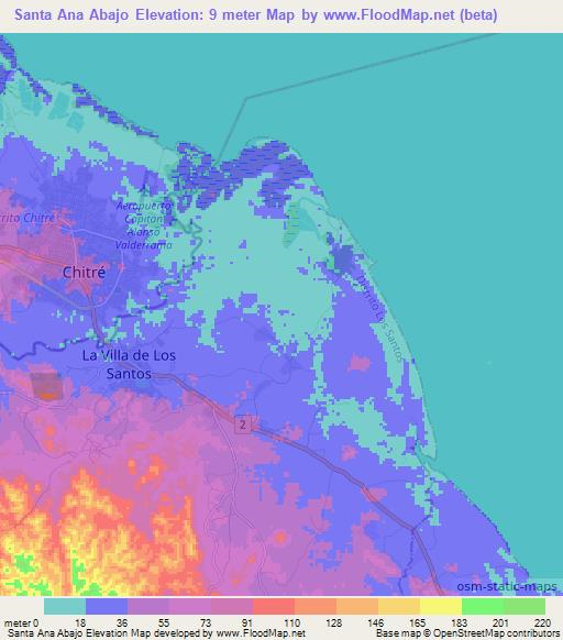 Santa Ana Abajo,Panama Elevation Map