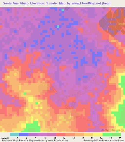 Santa Ana Abajo,Panama Elevation Map