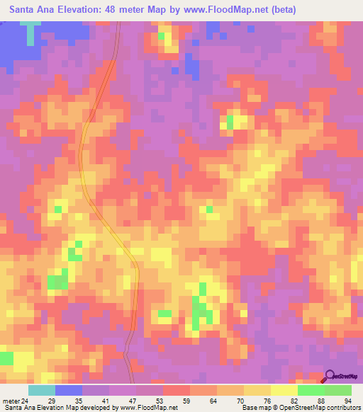 Santa Ana,Panama Elevation Map
