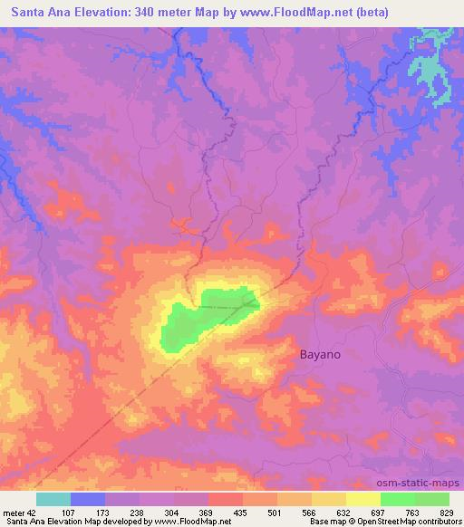 Santa Ana,Panama Elevation Map