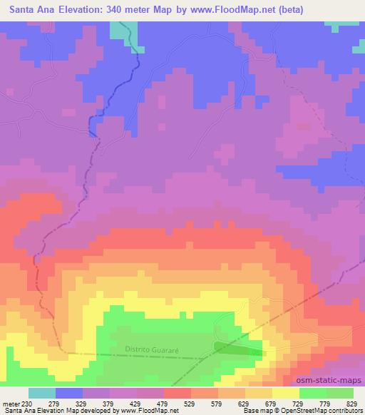 Santa Ana,Panama Elevation Map