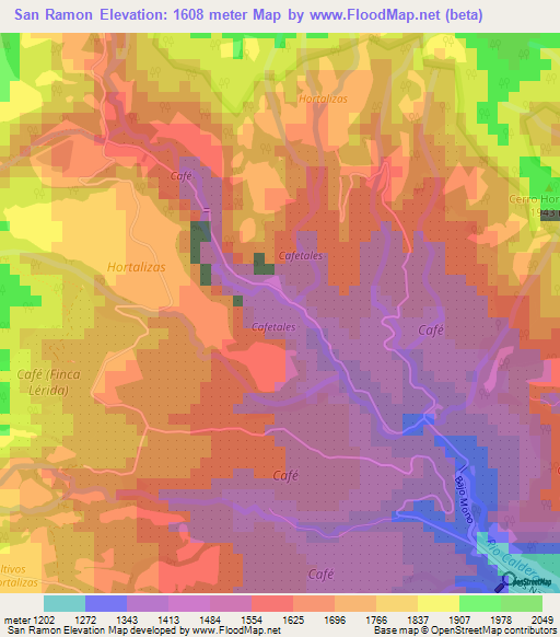 San Ramon,Panama Elevation Map
