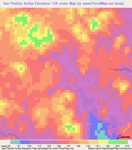 San Pedrito Arriba,Panama Elevation Map