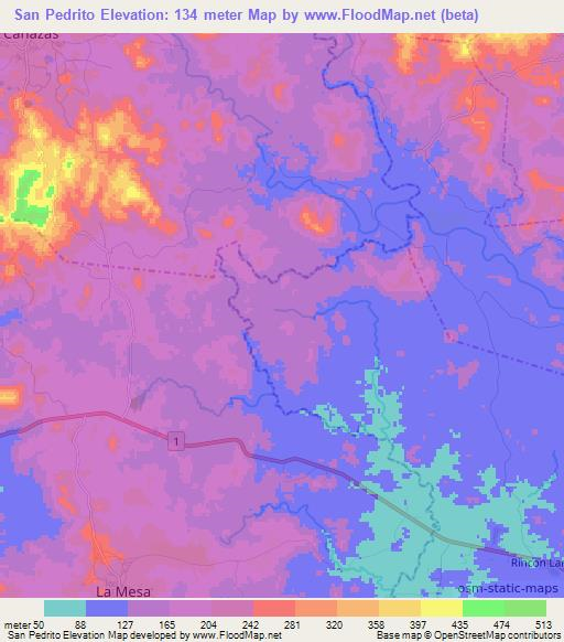 San Pedrito,Panama Elevation Map