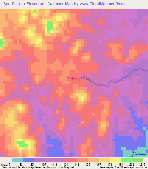 San Pedrito,Panama Elevation Map