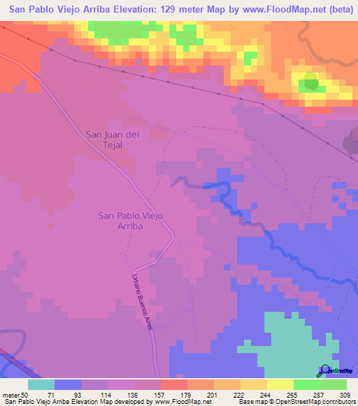 San Pablo Viejo Arriba,Panama Elevation Map