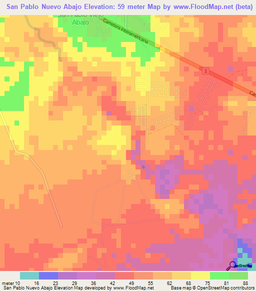 San Pablo Nuevo Abajo,Panama Elevation Map