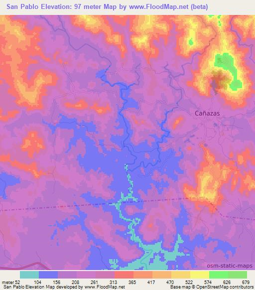 San Pablo,Panama Elevation Map